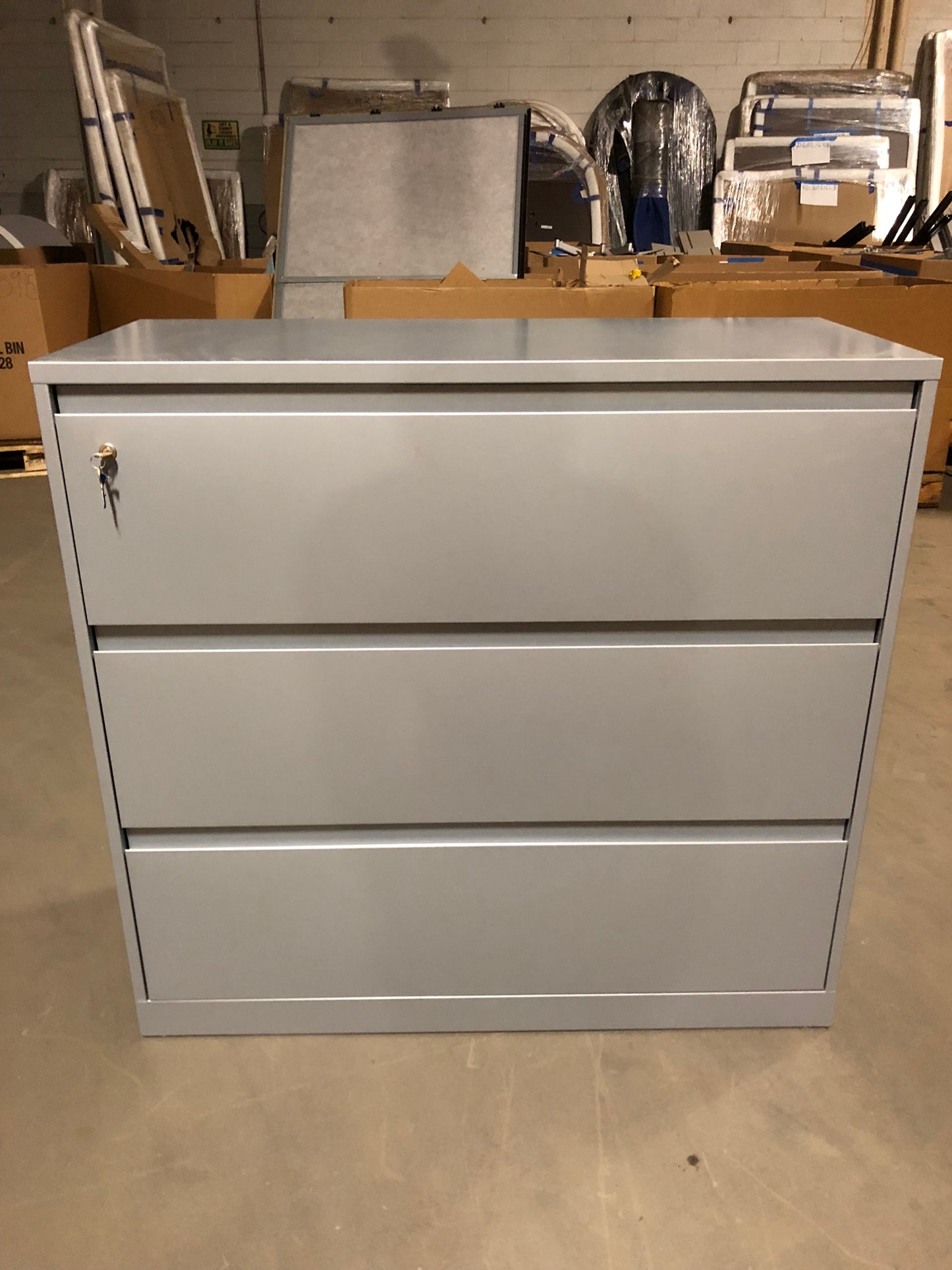 STEELCASE 3-DRAWER LATERAL FILE - PLATINUM METALLIC