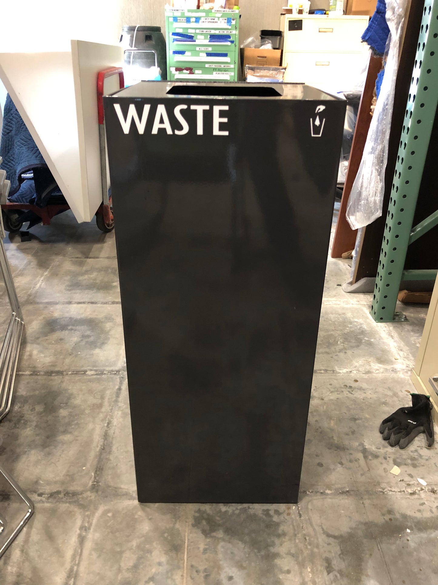 METAL TRASH BIN GREY