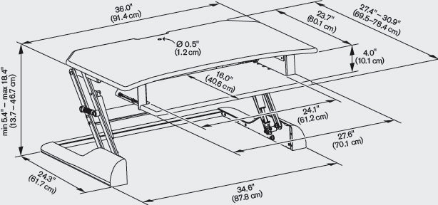 INNOVATIVE DESK RISER 36" BLACK