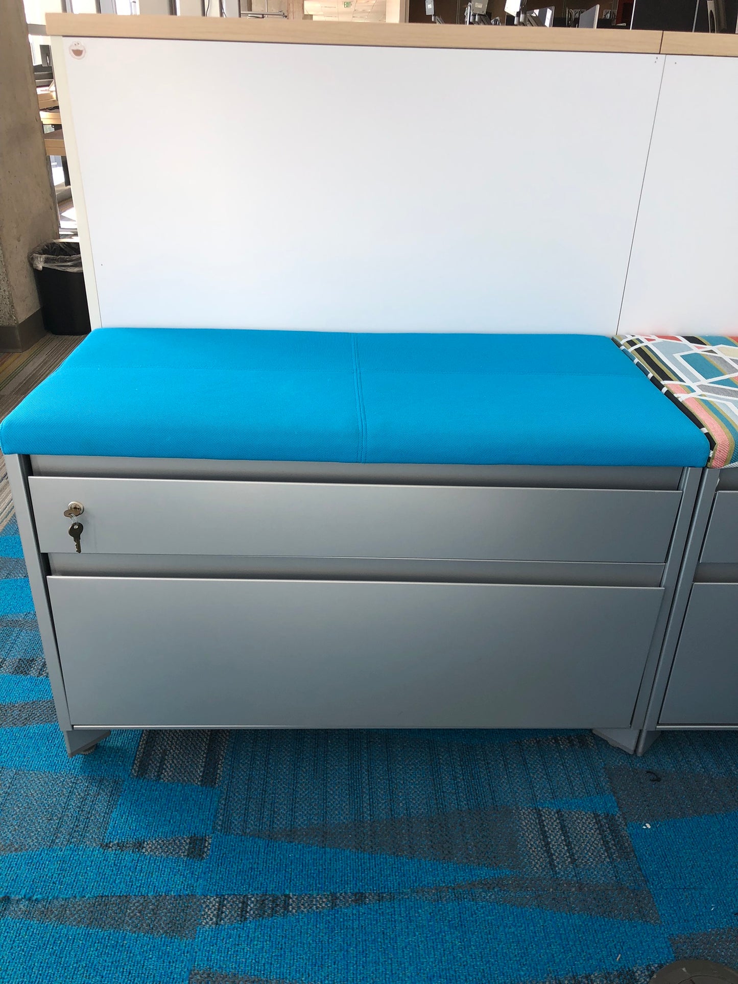 STEELCASE 1 1/2 DRAWER/DRAWER LATERAL FILE, FLUSH STEEL FRONT