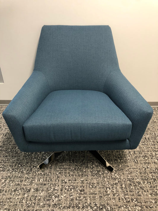 WEST ELM LUCAS SWIVEL CHAIR - BLUE GREEN