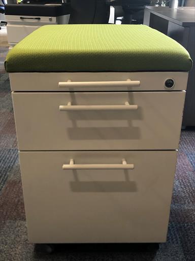 STEELCASE MOBILE BOXFILE PEDESTAL W SEAT CUSHION PULL HANDLE